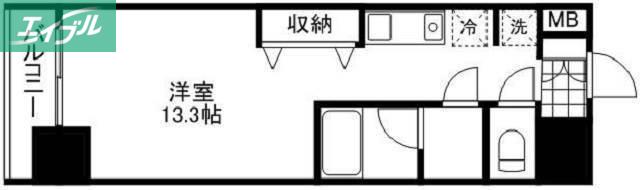 WILLDO岡山大供(ワンルーム/3階)の間取り写真