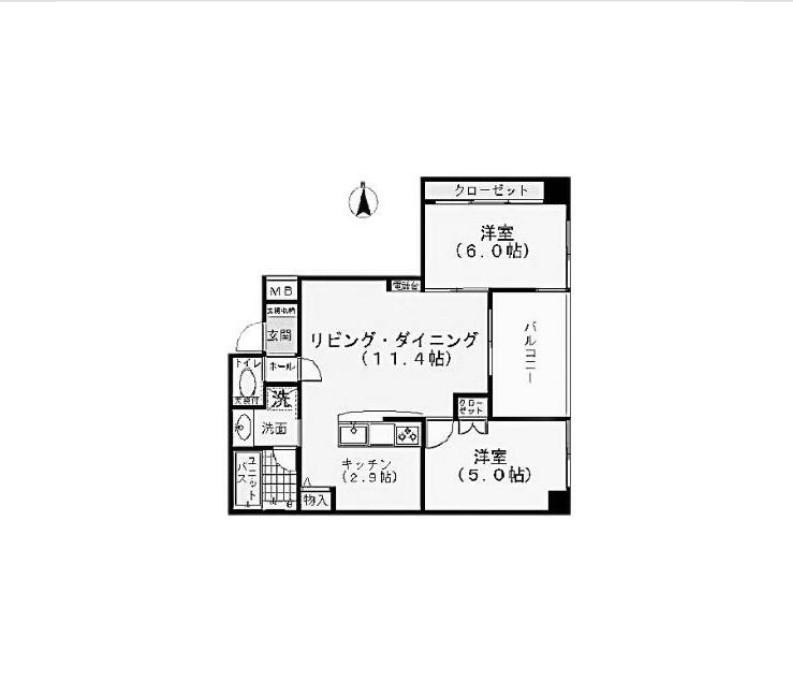 グリーンパークミノワ(2LDK/2階)の間取り写真
