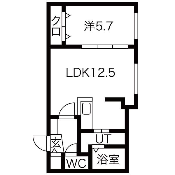 アルファー美園(1LDK/2階)の間取り写真