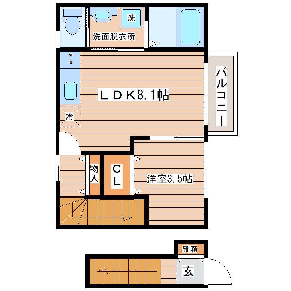 LUMINARE台原II(1LDK/2階)の間取り写真