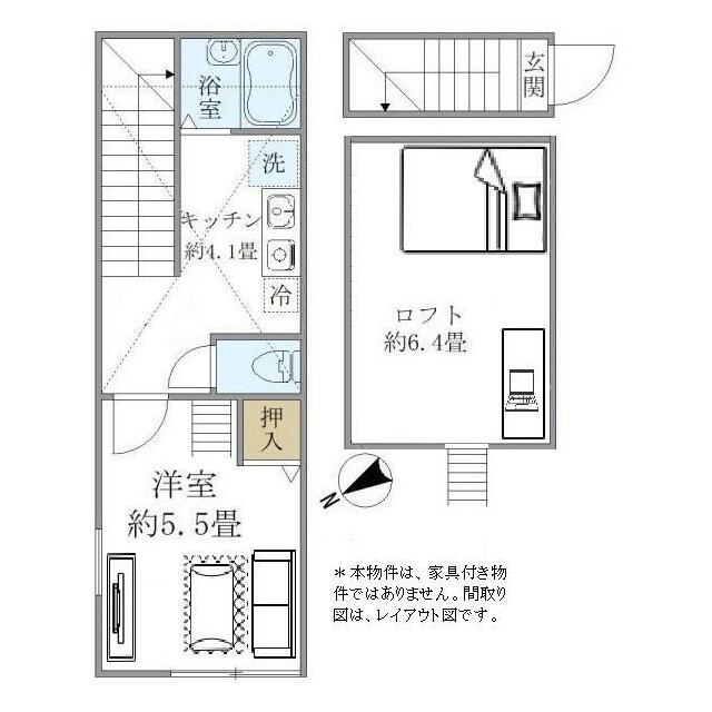 テラス学芸大(1K/2階)の間取り写真