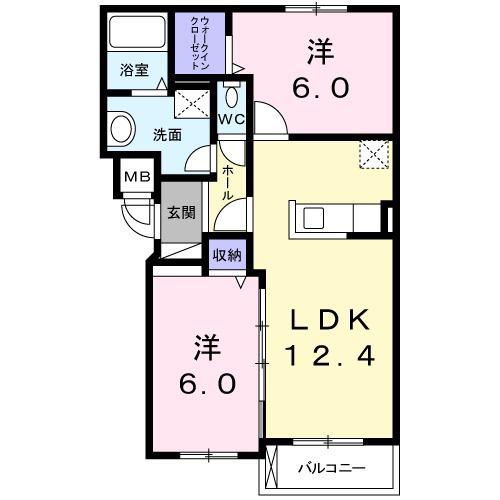 SUNPARK岩見沢(2LDK/1階)の間取り写真