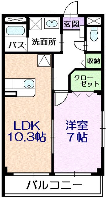 ヴィラ エスペランサ(1LDK/2階)の間取り写真