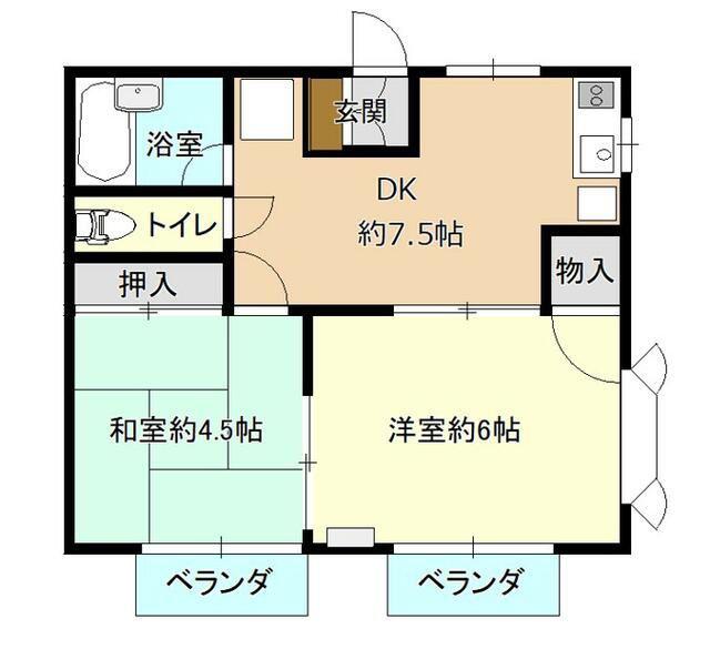 サマックススプリング(2DK/2階)の間取り写真