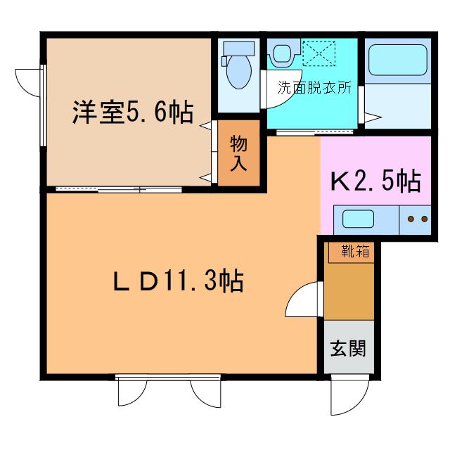 アイーレI(1LDK/1階)の間取り写真