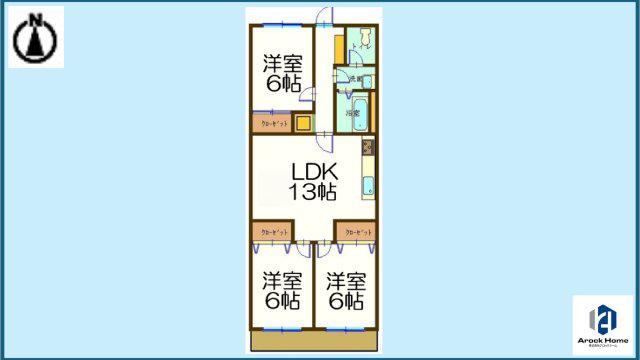 シャトー鹿子(3LDK/1階)の間取り写真