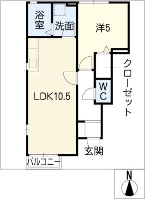 エステート和合A棟(1LDK/1階)の間取り写真
