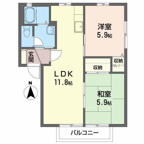 ディアス草野(2LDK/1階)の間取り写真