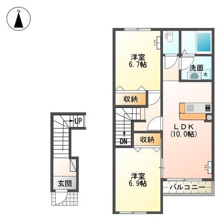 コンフォルトKII 2LDK(2LDK/2階)の間取り写真