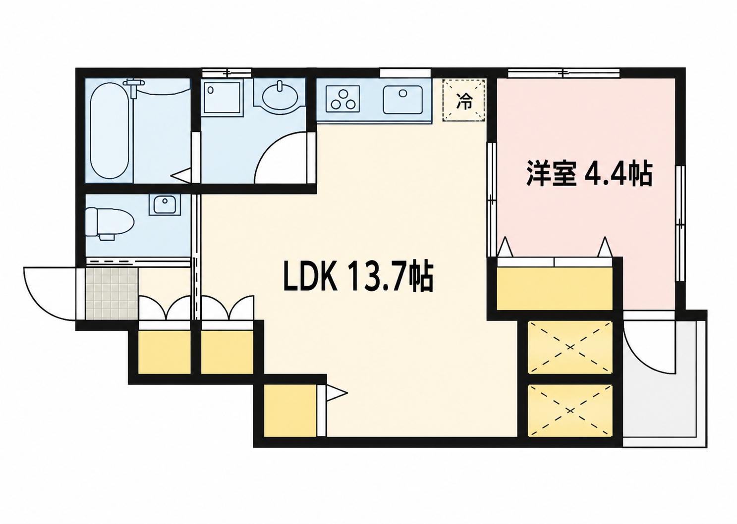 ラッフルズサンクチュアリーAT天神川(1LDK/1階)の間取り写真