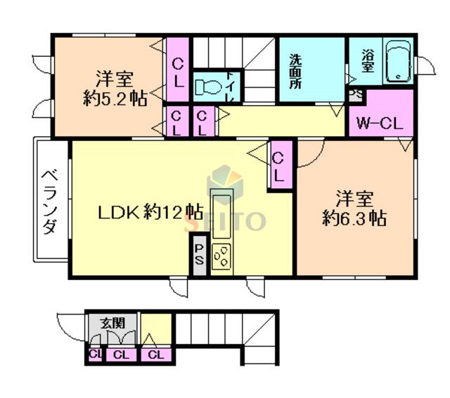 さくらいーすと(2LDK/2階)の間取り写真