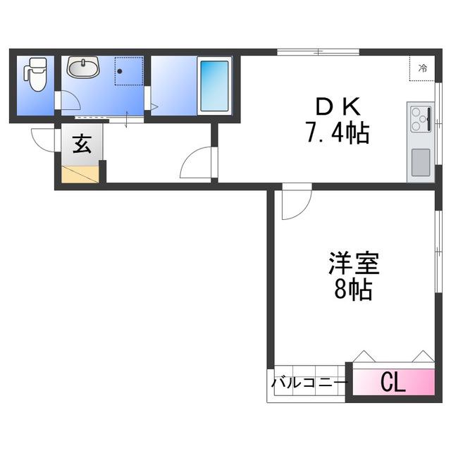 スチールビル(1DK/4階)の間取り写真