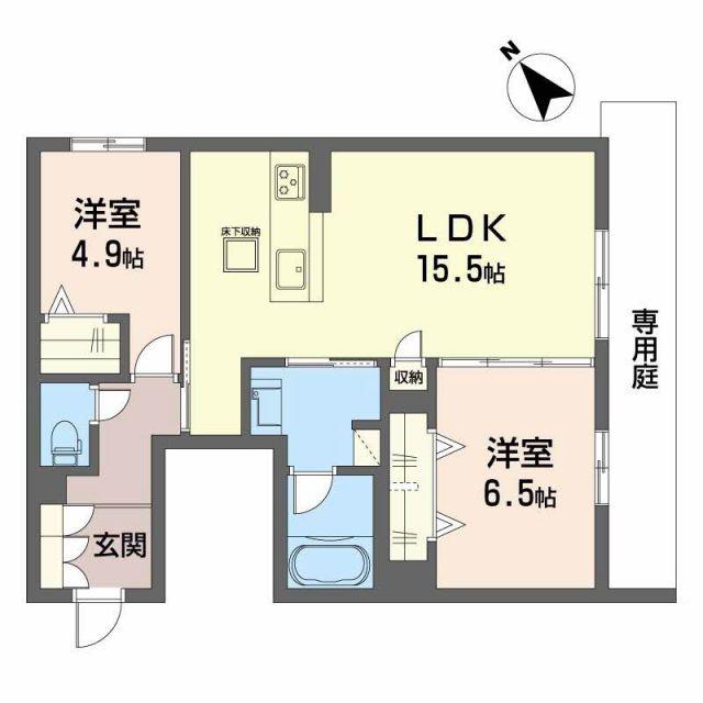 シャーメゾン西鳴水(2LDK/1階)の間取り写真