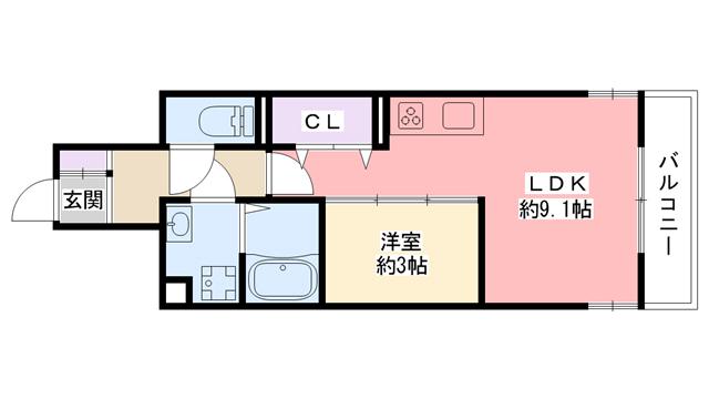 CLII(1LDK/1階)の間取り写真
