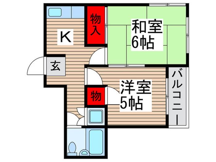アブニール南柏(2K/1階)の間取り写真