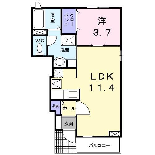 ル・フトゥール(1LDK/1階)の間取り写真