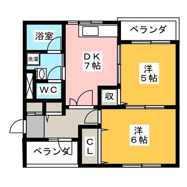サンレジデンス(2DK/4階)の間取り写真