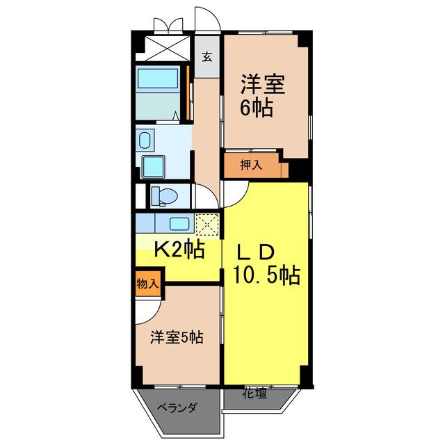 メゾン城山(2LDK/4階)の間取り写真