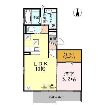 つくしんぼ(1LDK/1階)の間取り写真