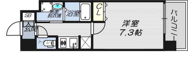 サムティ北梅田VESSEL(1K/2階)の間取り写真