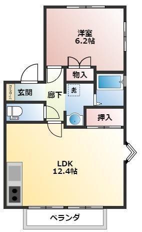 ファミールモリII(1LDK/2階)の間取り写真