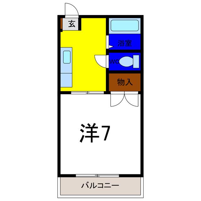 西ハイツ2(1DK/1階)の間取り写真
