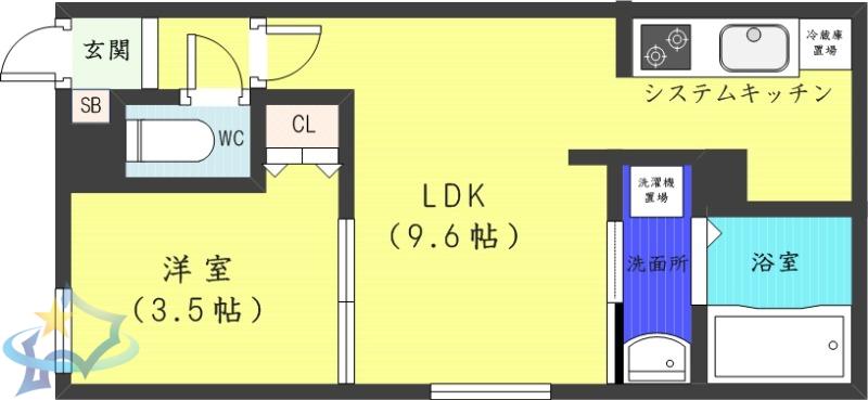 HARNESS北1条(1LDK/5階)の間取り写真