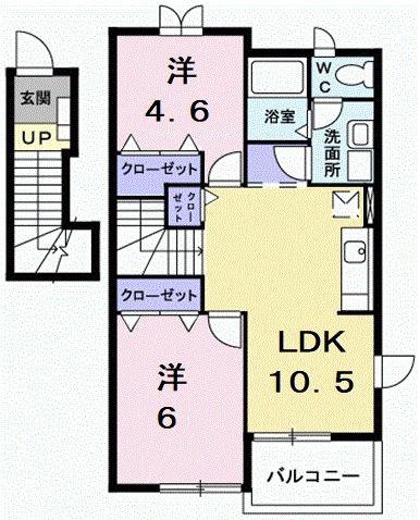 ピクシーハウス(2LDK/2階)の間取り写真