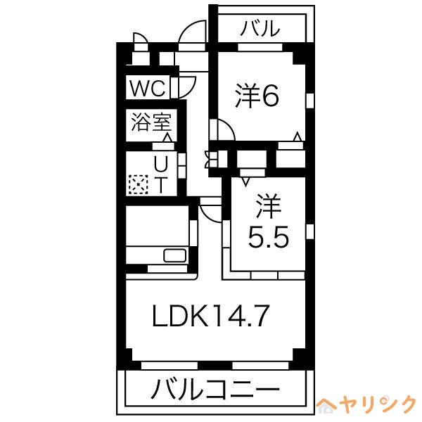 クレセール ウエスト(2LDK/1階)の間取り写真
