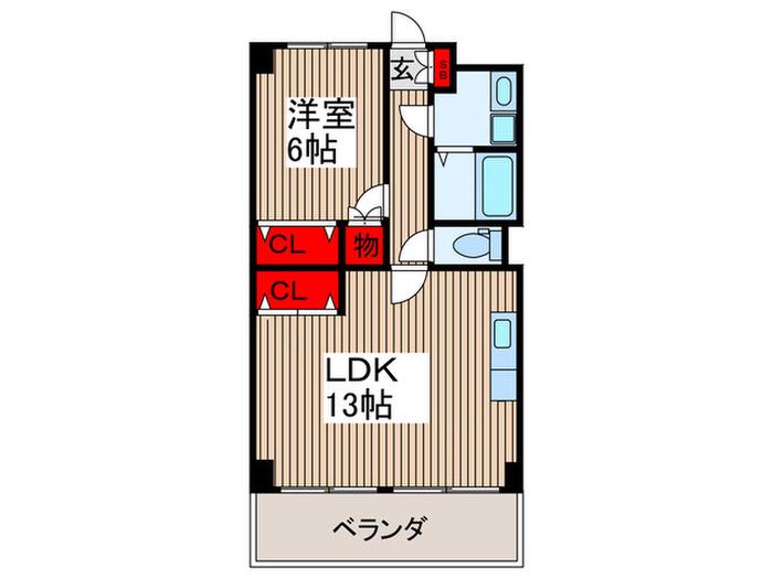 せぞん若海(1LDK/1階)の間取り写真