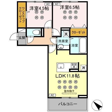 グランフォレ下南部(2LDK/3階)の間取り写真