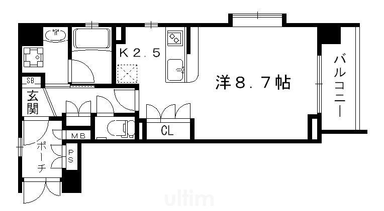 ベラジオ五条堀川(ワンルーム/8階)の間取り写真