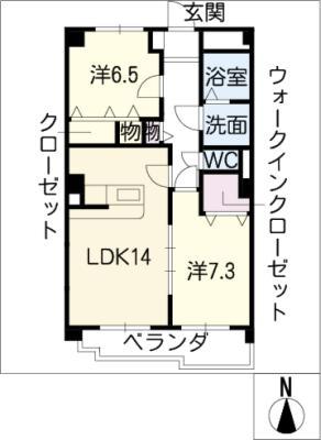 サン・ウィング(2LDK/2階)の間取り写真