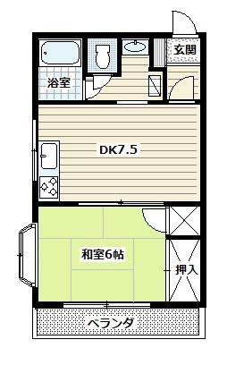 第3ハイム秋喜(1DK/1階)の間取り写真