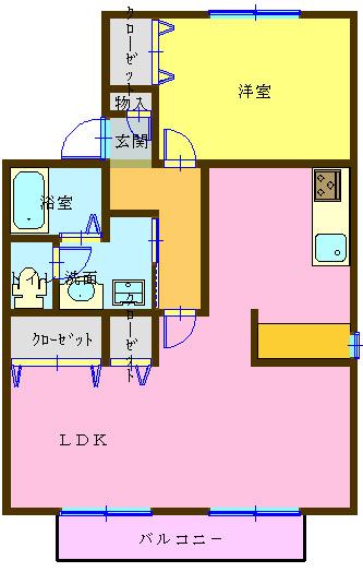 セジュールマロンA(1LDK/2階)の間取り写真