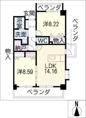 LAFINESTRA(2LDK/5階)の間取り写真