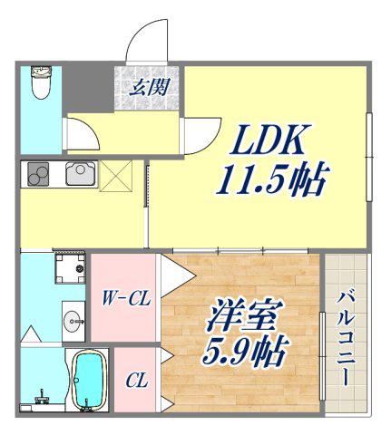 フジパレス武庫之荘駅北3番館(1LDK/3階)の間取り写真