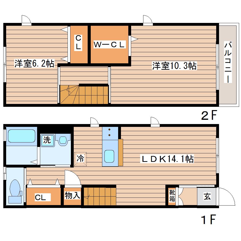 レスポワール-I(2LDK/1階)の間取り写真