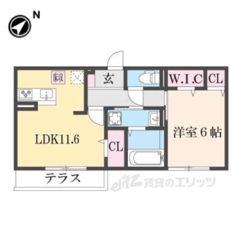 フロー リッシュ(1LDK/1階)の間取り写真
