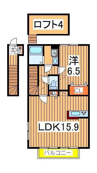 グリーンリーブス南流山(1LDK/2階)の間取り写真