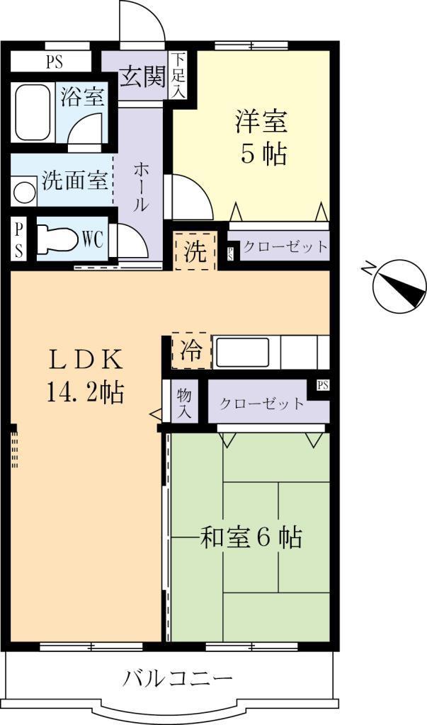 パストラル小川(2LDK/3階)の間取り写真