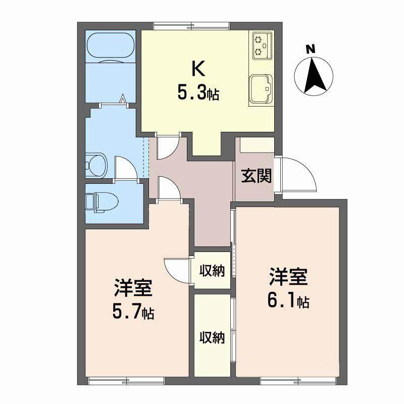SQUARE VIE B(2K/1階)の間取り写真