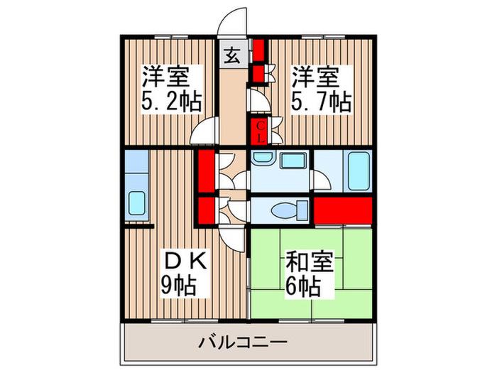 GIFT(3DK/1階)の間取り写真