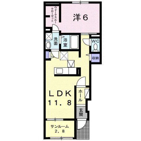 アンジュII(1LDK/1階)の間取り写真