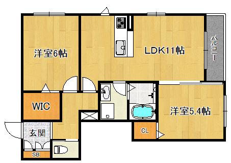 SHAMAISON THE SHIP NISHIGAMO(2LDK/2階)の間取り写真