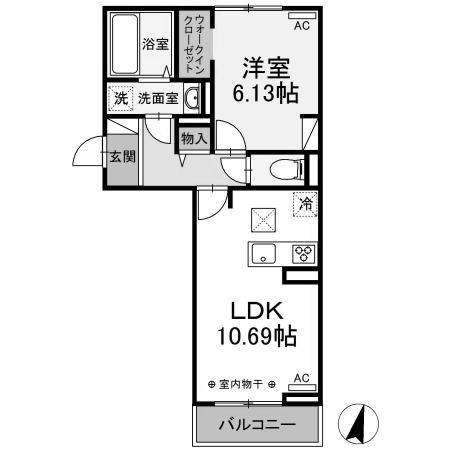 サラ スリール(1LDK/1階)の間取り写真