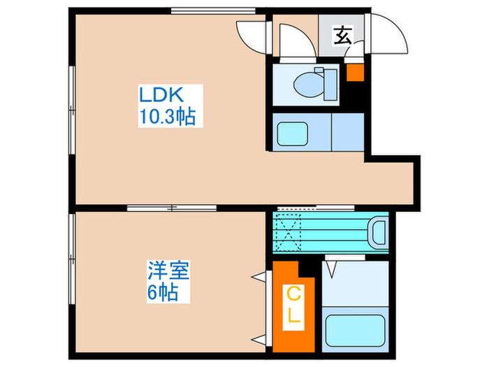 ポプラパレス(1LDK/2階)の間取り写真