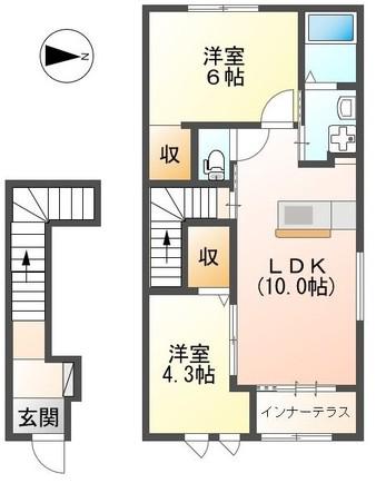 西武池袋線 仏子駅 徒歩6分 2階建 築6年(2LDK/2階)の間取り写真