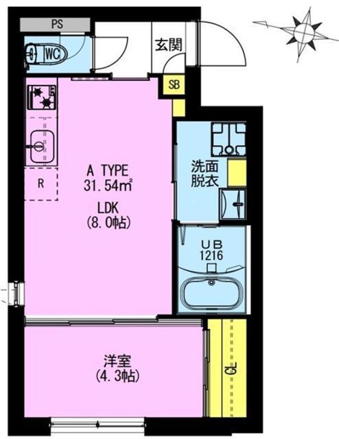 ADORE URBAN大森町A(1LDK/1階)の間取り写真