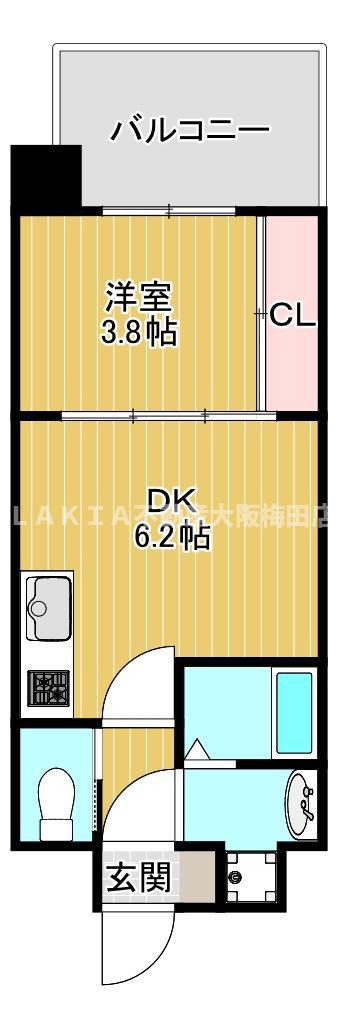 ビガーポリス528滝川公園III(1DK/8階)の間取り写真